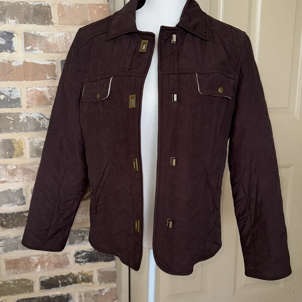 Chadwick’s Brown Barn Jacket Brown Quilted Soft Velour Fleece Lined Toggles Sz M - Picture 2 of 12